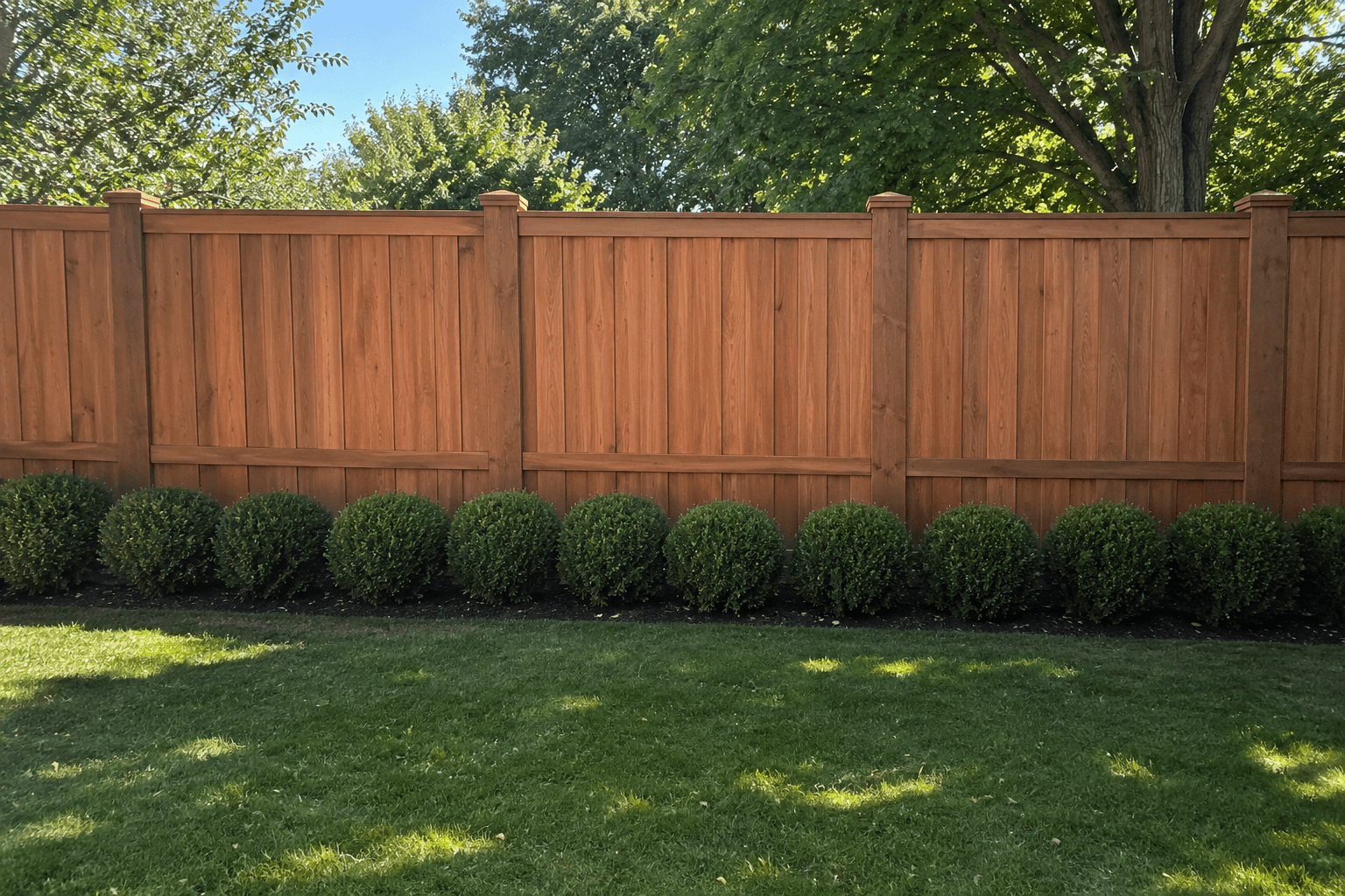 Wood fence placeholder showing a straight privacy fence line in a yard.